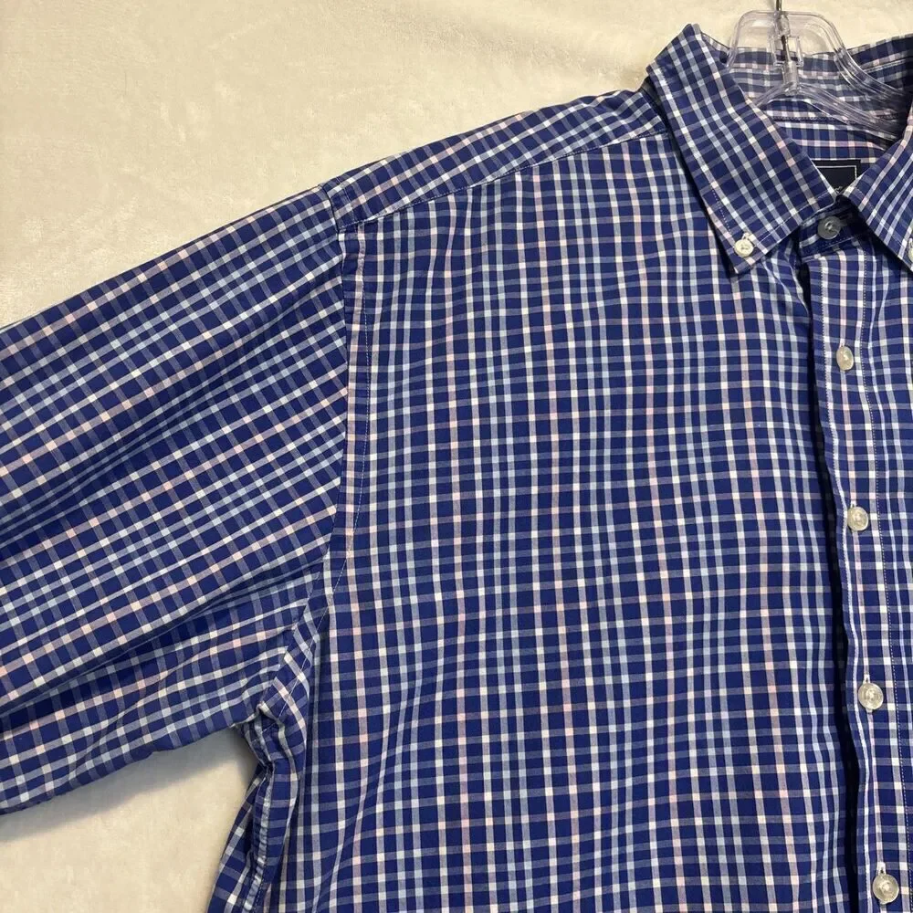 Vineyard Vines Men's Plaid Whale Shirt Button Down Pink Blue Size Large Preppy